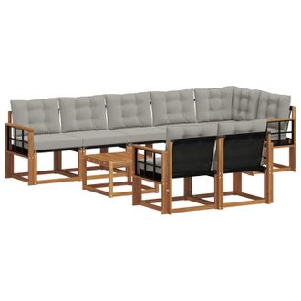 vidaXL Conjunto De Sof&aacute;s De Exterior 9 Pcs Gris Natural Y Claro Vidaxl