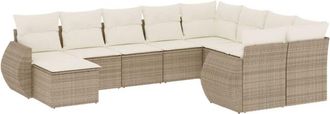 vidaXL Juego De Sof&aacute;s Jard&iacute;n Con Cojines Beige 10 Pzas Rat&aacute;n Sint&eacute;tico Vidaxl