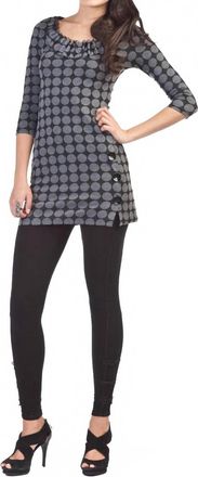 Papillon Ruffle Neck Polka Dot Sweater Dress In Black