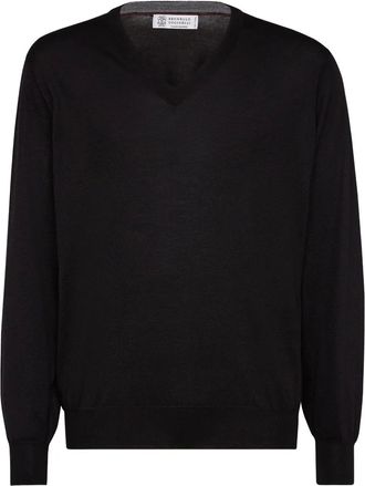 Brunello Cucinelli Maglione con scollo a V - Nero