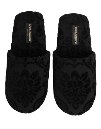 Dolce & Gabbana Logo-Embroidered Fabric Slipper - Black