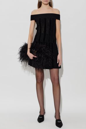 Balmain Top With Shimmering Sequins, Womens, Black