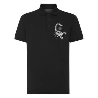 Philipp Plein Tops, Heren, Zwart, 4Xl, Katoen, Slim Fit Polo Shirt SS Scorpion
