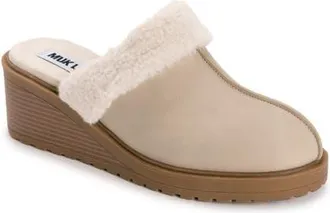Muk Luks Sophia Faux Fur Trim Mule in Natural at Nordstrom, Size 8.5
