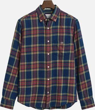 GANT Mens GANT Regular Fit Indigo Twill Check Shirt, Indigo - Size: 38/Regular