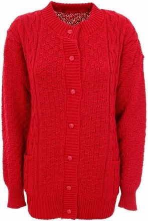 Generic Women Chunky Cable Knit Cardigan with 2 Pockets, Ladies Long Sleeve Winter Soft Warm Aran Cable Crew Neck Casual Lightweight Front Button Up Sweater T