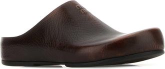 Miu Miu Womens Dark Brown Leather Slippers Palissandro Flat Shoes