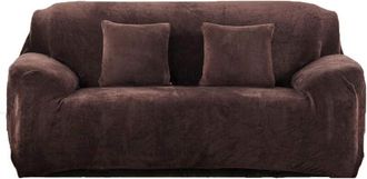 OEM Funda Para Sof&aacute; - Terciopelo Grueso El&aacute;stico - Para Sof&aacute; De Dos Plazas - Color Caf&eacute; - Talla &Uacute;nica