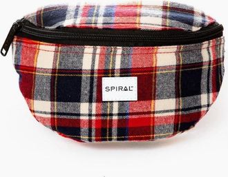 Spiral Womens Plaid Patterned Crescent Shape Fanny Pack - Burg Navy - Size: ONE size