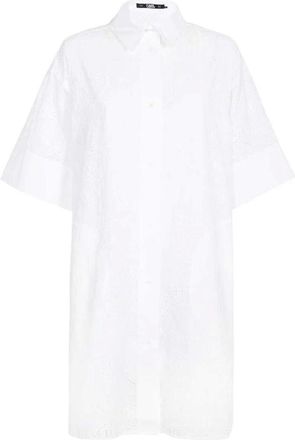 Karl Lagerfeld Kleedjes, Dames, Wit, M, Katoen, Katoenen jurk