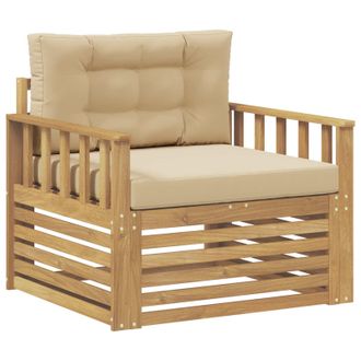 vidaXL Sof&aacute; De Exterior Poli&eacute;ster Blanco Y Beige Vidaxl
