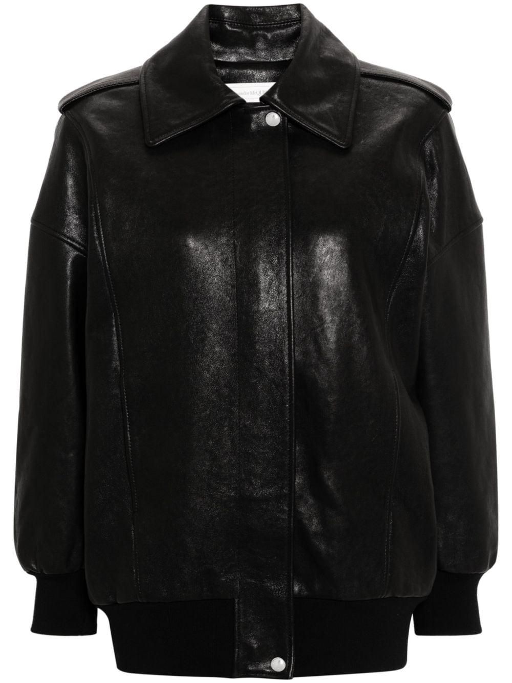 レザージャケット・コート alexander mcqueen Alexander McQueen Jackets Black Alexander McQueen - Convertible Leather Biker Jacket - Men