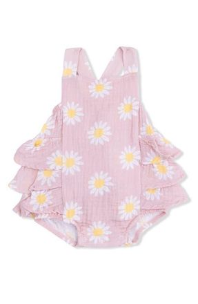 Angel Dear Caitlyns Daisy Organic Cotton Muslin Romper in Pink at Nordstrom, Size 12-18M