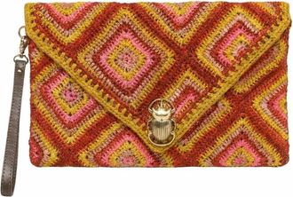CLARIS VIROT Womens Alicia Clutch Bag In Raphia Rose