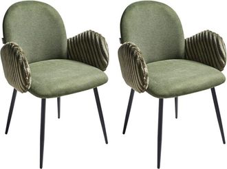 Beliani Beliani - Conjunto De 2 Sillas De Comedor Patas De Hierro Tapicer&iacute;a De Tela Con Reposabrazos De Terciopelo Verde Amity