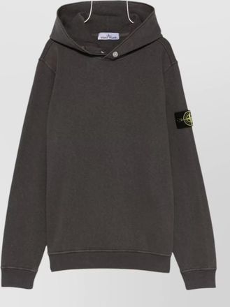 Stone Island logo cotton hoodie long sleeve ribbed trims