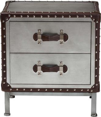 Baxton Studio Jacey Vintage Metal 2-Drawer End Table