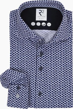 R2 Mens R2 Long Sleeved Jersey Shirt Navy Spot - Size: 46/48