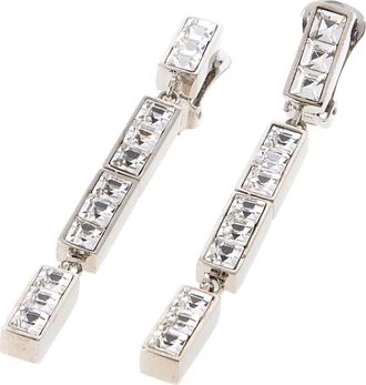 Alessandra Rich Womens Embellished Metal Earrings Crysilver Brass Glass