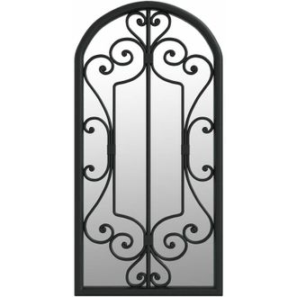 vidaXL Espejo de jardín hierro negro para uso exterior 70x30 cm vidaXL