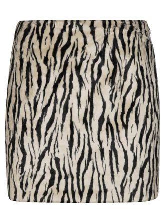 Rotate Printed Faux Fur Skirt