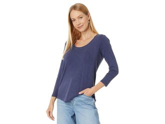 Tommy Bahama Ashby Isles Rib 3/4 Sleeve Scoop Womens Clothing Island Navy : LG (US 12-14), Cotton