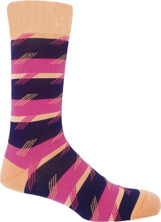 Peper Harow Diagonal Stripe Mens Socks - Plum