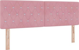 vidaXL LED Headboard with LED Strip Lights Argyle Pink 144 cm Velvet vidaXL