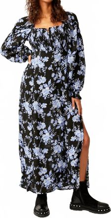 Free People Jaymes Floral Smocked Long Sleeve Maxi Dress In Black Combo