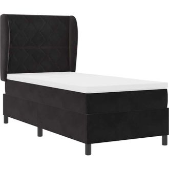 vidaXL Cama Tipo Box Spring Con Colch&oacute;n Negro 100 X 200 Cm Terciopelo Vidaxl