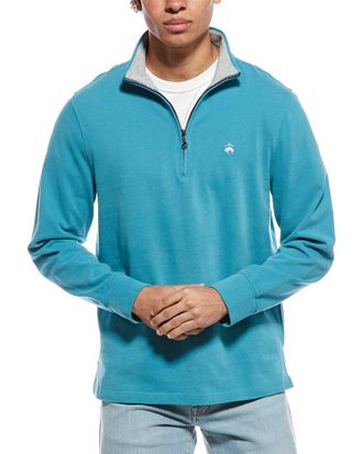 Brooks Brothers Sueded Jersey Open Hem 1/2-Zip Pullover