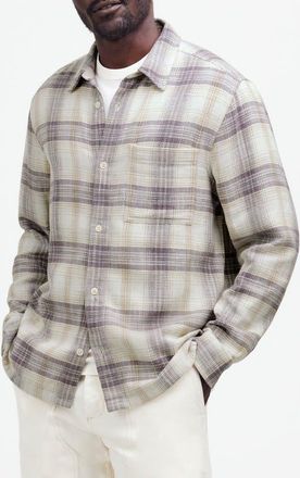 Madewell Plaid Slub Twill Easy Shirt in Form Grey at Nordstrom, Size Small