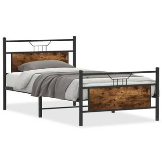Berkfield Home Bed Frame without Mattress Smoked Oak 107x203 cm Engineered Wood in Brown