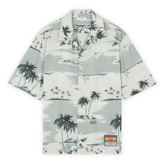 Maison Kitsuné Island Print Bowling Shirt with Cuban Collar