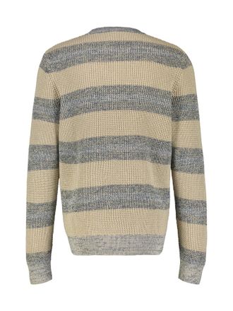 Lerros Strickpullover LERROS Strickpullover mit breitem Streifen, Herren, Gr. XXL, beige (tender beige melange), 100% Baumwolle, Rundhals, Pullover Strickpul