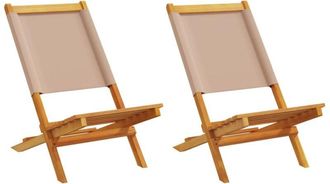vidaXL Vidaxl - Sillas de jardín 2 uds madera maciza acacia y tela gris taupe