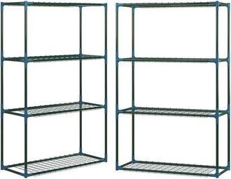 OEM Juego De 2 Soportes Para Plantas De 70x27x110 Cm, Color Verde, 4 Niveles, Capacidad De 10 Kg Por Estante