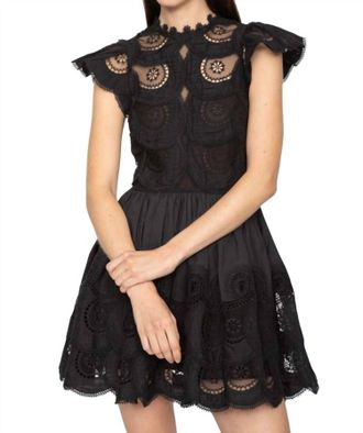 Sea New York Drea Embroidery Flutter Sleeve Dress In Black