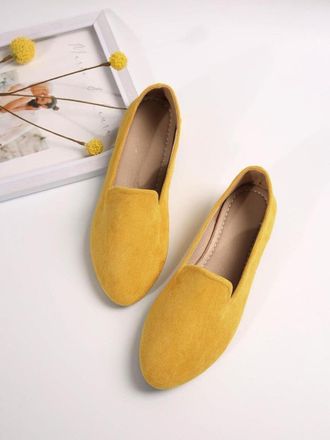 Generic Womens Pointed-Toe Flat Comfortable Slip On Business Work Office Flats Pointed Toe Dress Shoes Shoes Work Slip-Ons Yellow