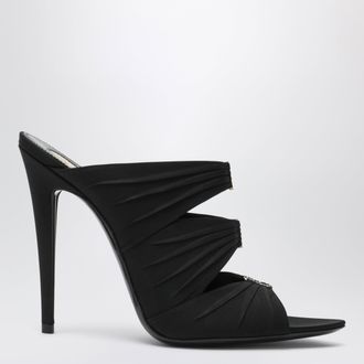 Saint Laurent Black Emilie Mules In Cr&ecirc;pe Satin