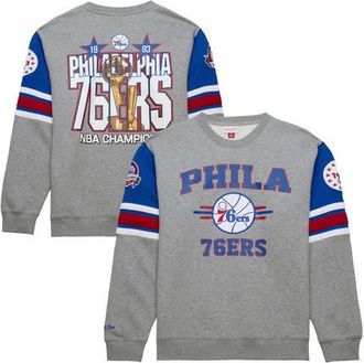 Mitchell & Ness Mens Mitchell & Ness Heather Gray Philadelphia 76ers Hardwood Classics All Over 4.0 Pullover Sweatshirt at Nordstrom, Size Medium