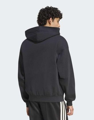 adidas adidas kit - Felpa nera con cappuccio e zip con logo piccolo-Nero