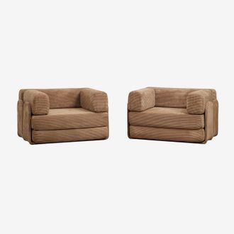 Sklum Pack De 2 Sillones Cama En Pana Envasados Al Vac&iacute;o Kyoto Sklum