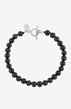 Dower & Hall Mens Black Pearl Bracelet in Sterling Silver at Nordstrom