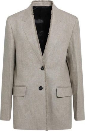 Toteme Blazer met rafelige revers - Dames - Blazers - Beige - S - Linnen - Jassen
