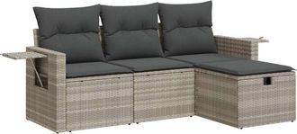 vidaXL Set De Sof&aacute;s De Jard&iacute;n 4 Pzas Y Cojines Rat&aacute;n Sint&eacute;tico Gris Vidaxl