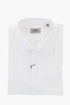 Corneliani CC COLLECTION Solid Cotton Poplin Shirt with French Collar size 41