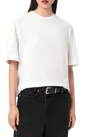 AllSaints Fuse Etta Oversize Appliqu&eacute; Cotton Graphic T-Shirt in Optic White at Nordstrom, Size X-Small