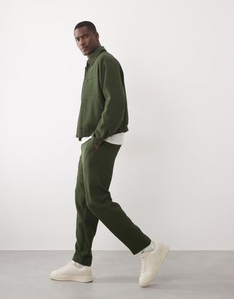 Asos Pantaloni eleganti affusolati verde oliva a nido dape in coordinato
