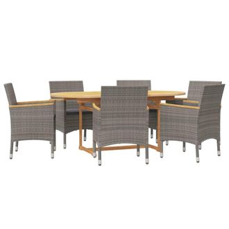 vidaXL Juego De Comedor De Jard&iacute;n 7 Piezas Con Cojines Gris Vidaxl